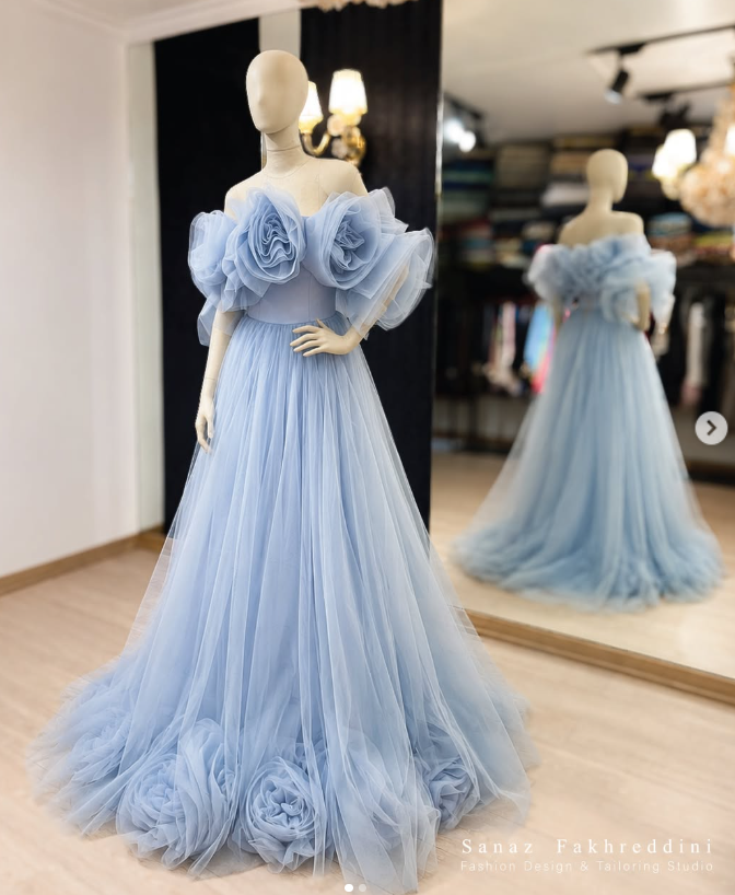 Blue Prom Dress Sheath Chiffon Long Evening Dress ED11131