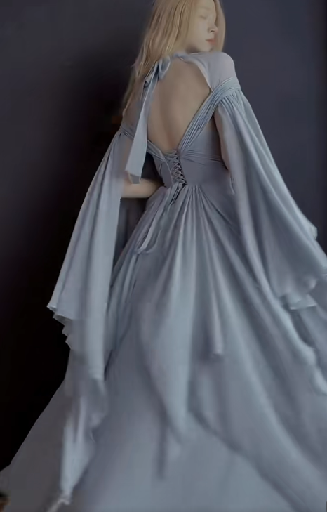 Blue Prom Dress Sheath Chiffon Long Evening Dress ED11133
