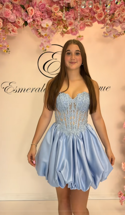 Simple Blue Short Homecoming Dress A-Line Satin Birthday Party Dress ED11139