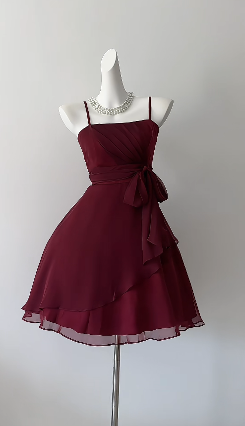 Pretty Burgundy Short Homecoming Dress A-Line Tulle Birthday Party Dress ED11144