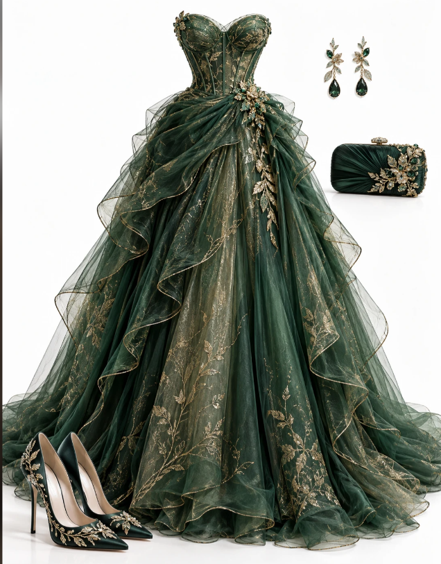 Pretty Dark Green Prom Dress A-Line Tulle Long Evening Dress ED11158
