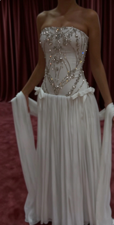 Chic White Prom Dress Sheath Chiffon Beaed Long Evening Dress ED11222