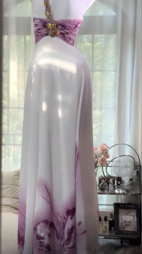 Vintage White Prom Dress Sheath Chiffon Long Evening Dress ED11291