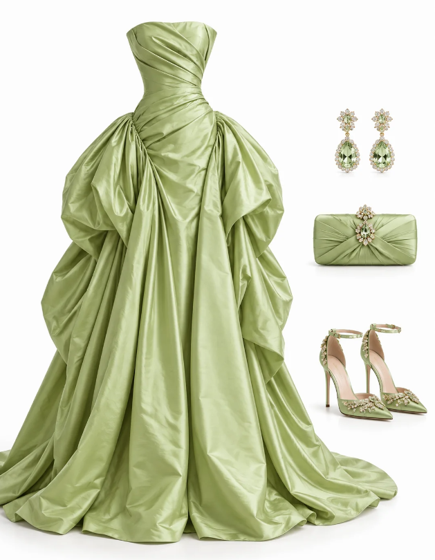 Chic Green Prom Dress A-Line Satin Long Evening Dress ED11295