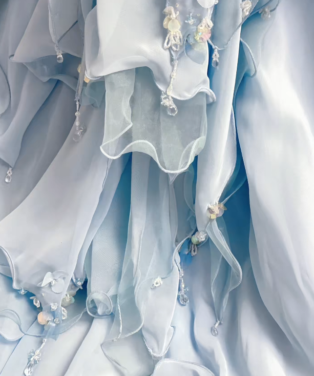 Chic Pale Blue Prom Dress A-Line Chiffon Long Evening Dress ED11308