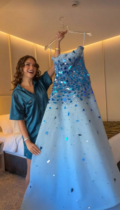 Vintage Blue Prom Dress A-Line Tulle Long Evening Dress ED11317