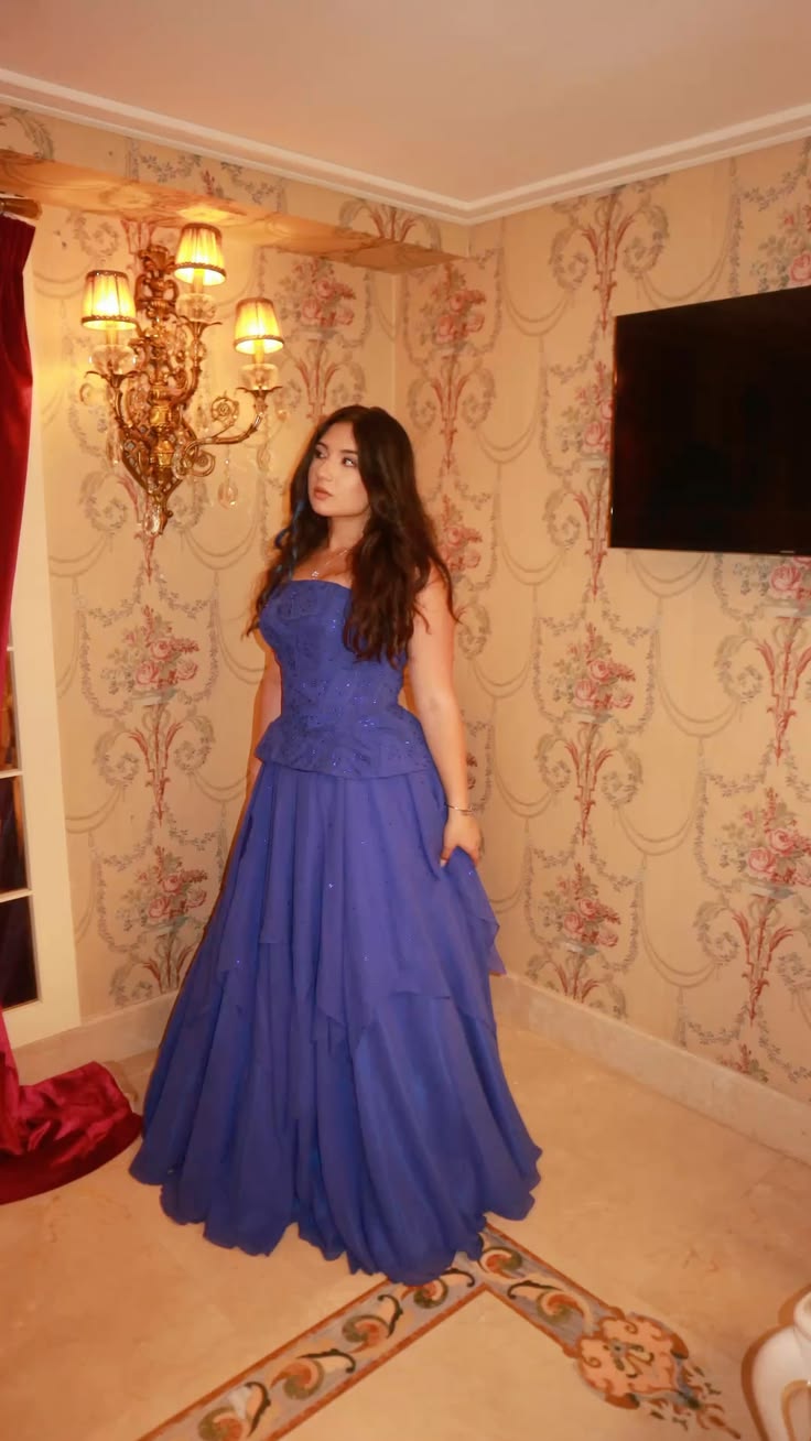 Magnifique robe de bal violette, robe de soirée longue en mousseline coupe trapèze ED11371