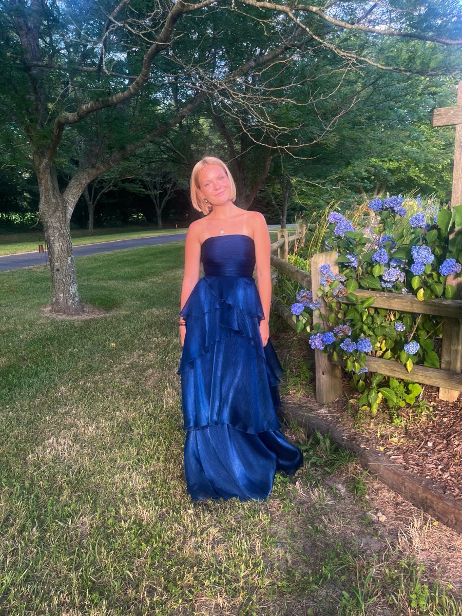 Robe de bal fourreau bleu magnifique en mousseline de soie ED11382
