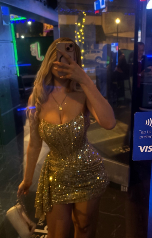 Pretty Gold Short Prom Dress Bodycon Sequins Birthday Dress ED11456