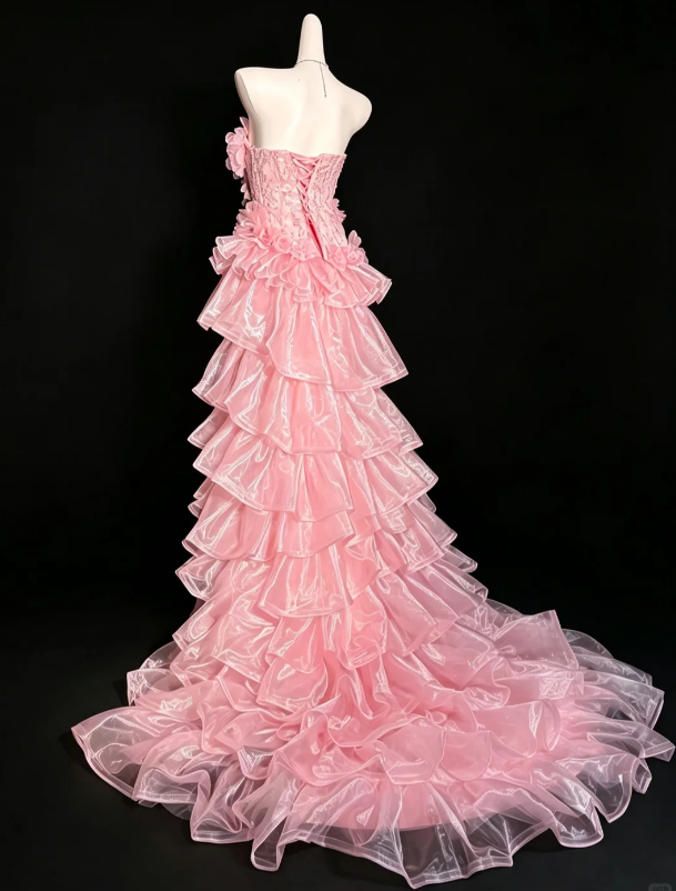 Chic Pink Prom Dress Sheath Tulle Long Evening Dress ED11465