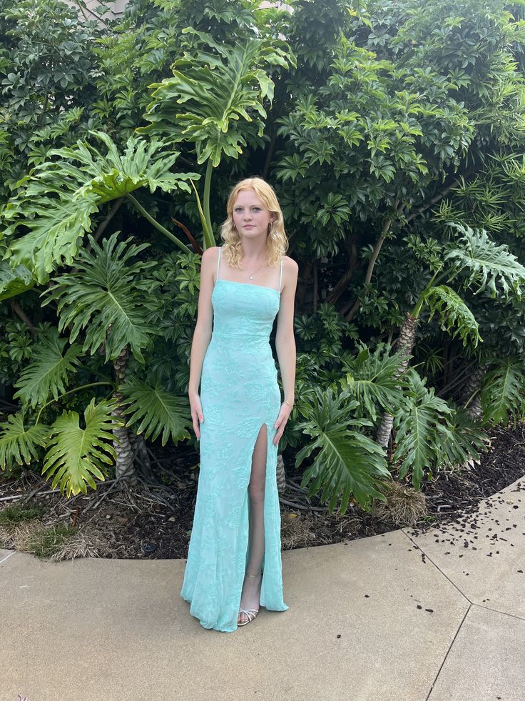Chic Tiffany Blue Prom Dress Sheath Chiffon Long Evening Dress ED11469
