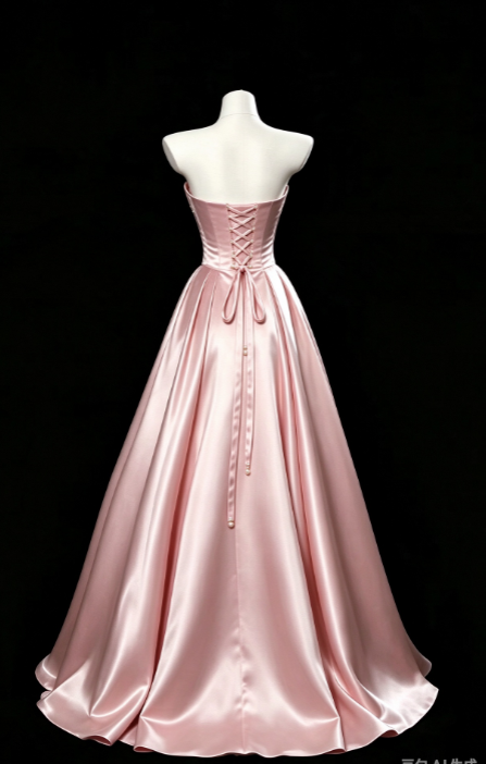 Chic Pink Prom Dress A-Line Satin Long Evening Dress ED11471