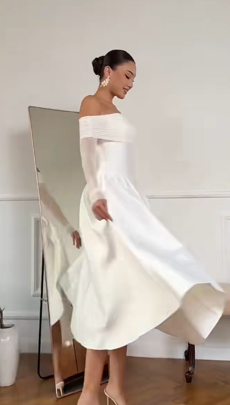Timeless White Satin Wedding Dress A-Line Bridal Gown ED11495