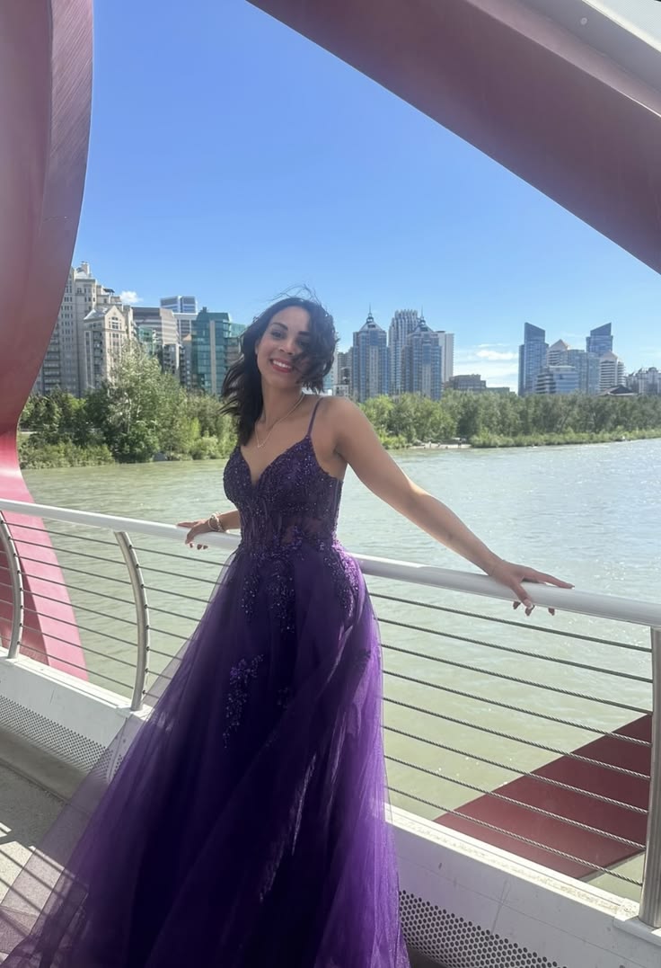 Fashion Purple Prom Dress A-Line Tulle Long Evening Dress ED11521