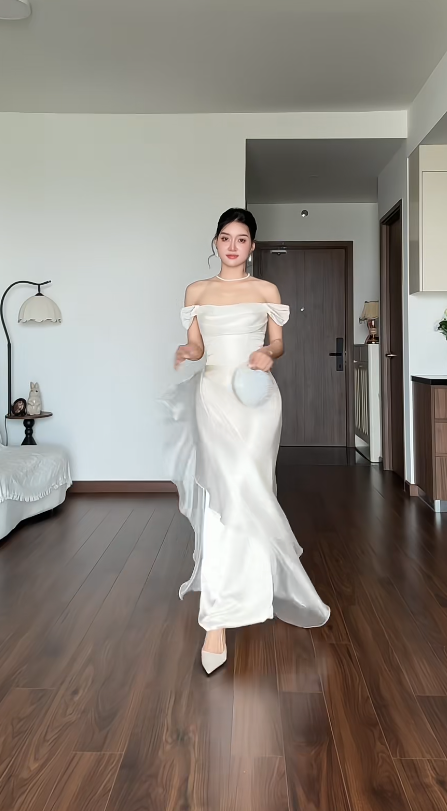 Modisches weißes Abiballkleid Etuikleid Chiffon langes Abendkleid ED11526