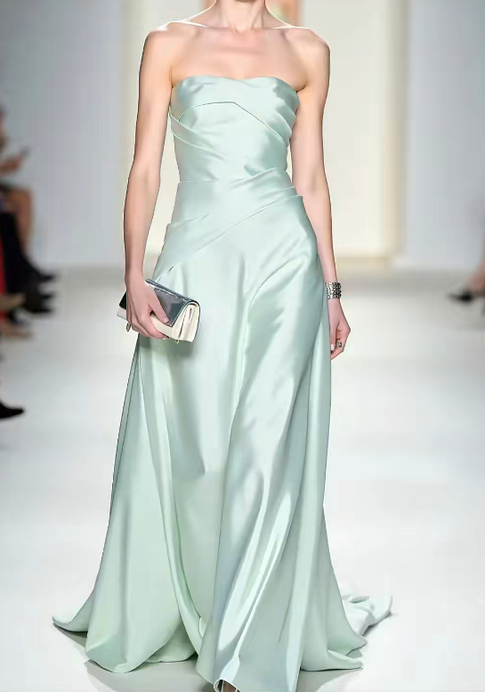 Fashion Green Prom Dress Sheath Satin Long Evening Dress ED11534