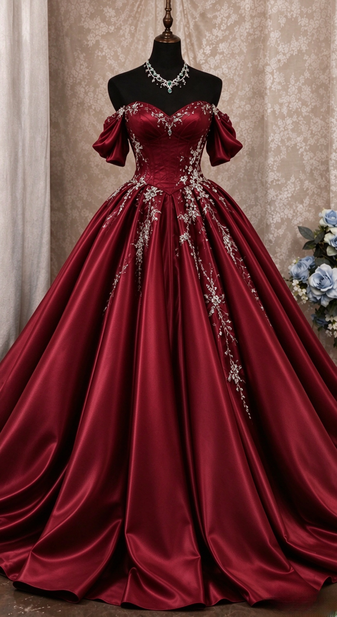 Fairy Off-shoulder A-Line Satin Long Evening Dress Dark Green Prom Dress ED11610