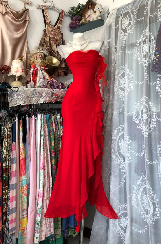 Wunderschönes rotes Abschlussballkleid Etuikleid Chiffon langes Abendkleid ED11637