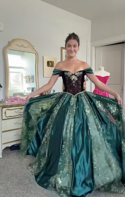 Gorgeous Dark Teal Prom Dress A-Line Chiffon Beaded Long Evening Dress ED11653
