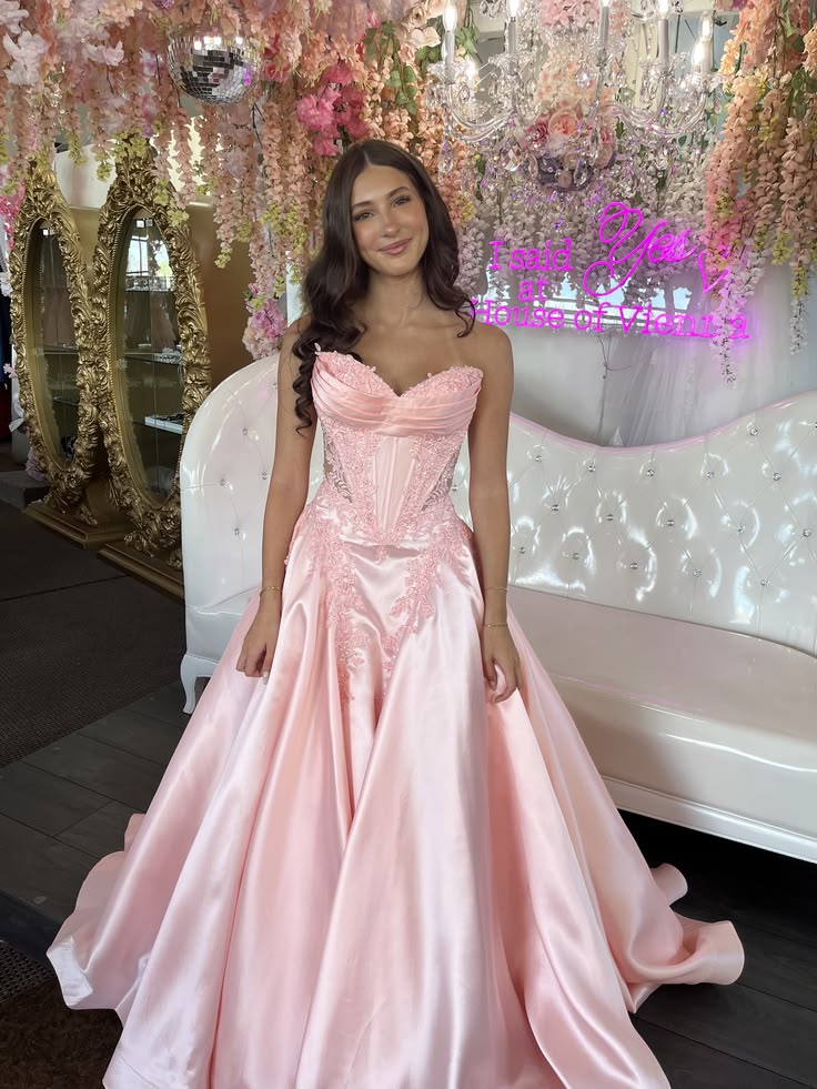 Gorgeous Sweetheart A-line Satin Long Evening Dress Pink Prom Dress ED11700