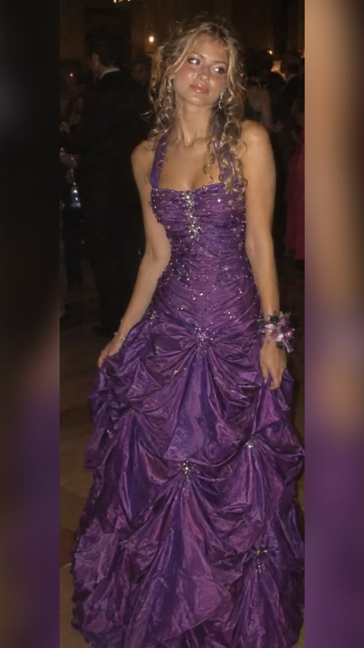 Robe de soirée longue en satin violet, coupe trapèze et dos nu, robe de bal ED11705