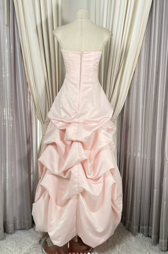 Cute A-Line Satin Long Evening Dress Pink Prom Dress ED11880