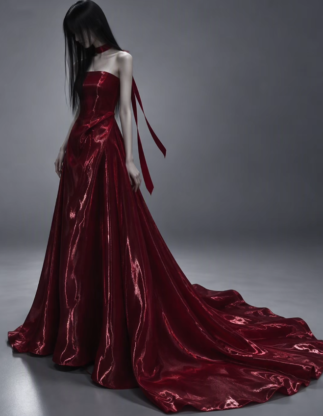 Cute Burgundy Prom Dress Sheath Satin Long Evening Dress ED12038