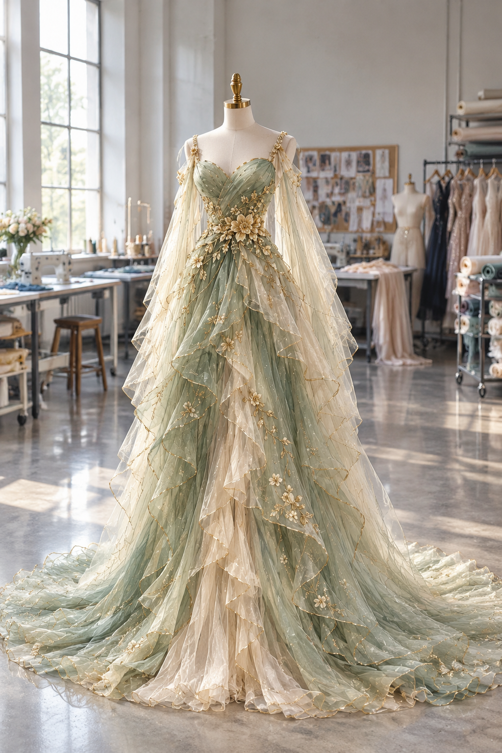 Gorgeous Green Prom Dress A-Line Tulle Long Evening Dress ED12061