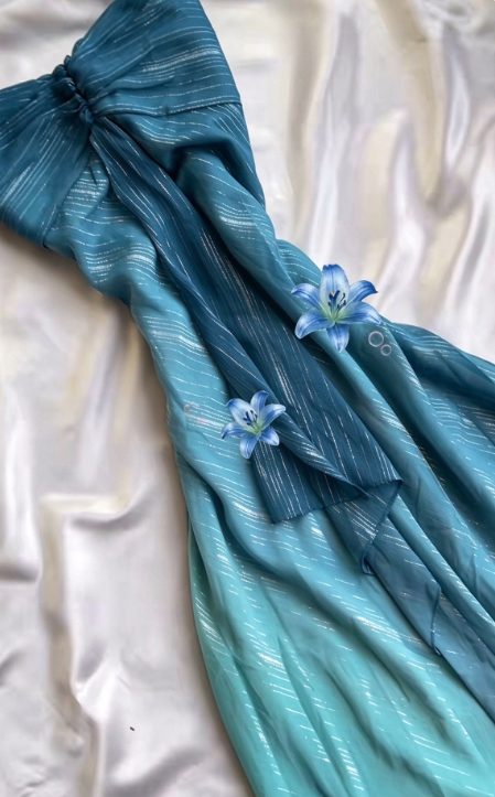 Pretty Teal Prom Dress Sheath Chiffon Long Evening Dress ED12078