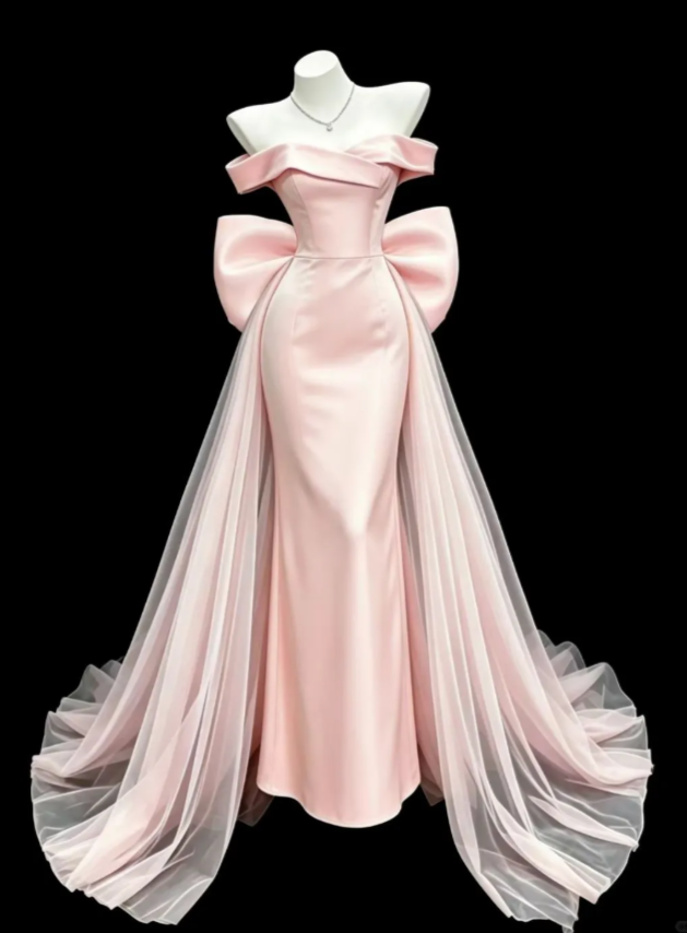 Gorgeous Pink Prom Dress Sheath Satin Long Evening Dresses ED12102