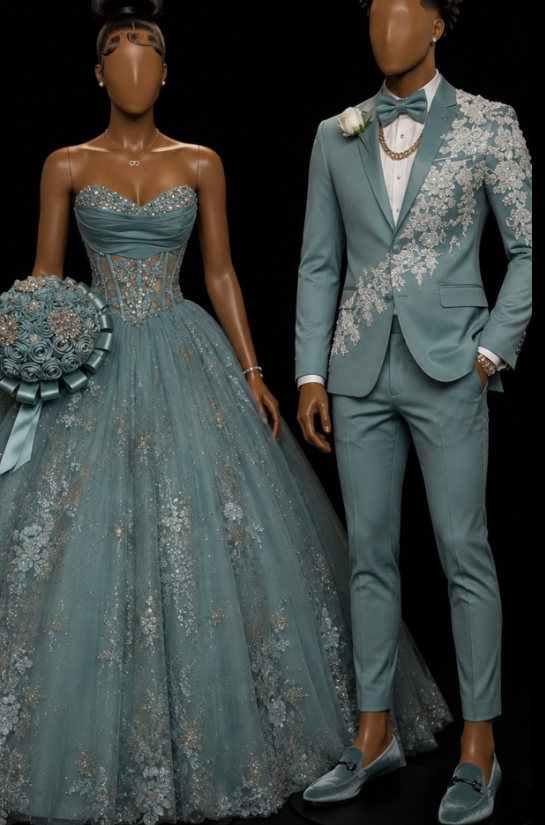 Robe de bal tendance sauge poudrée, robe de soirée longue trapèze en tulle ED12148