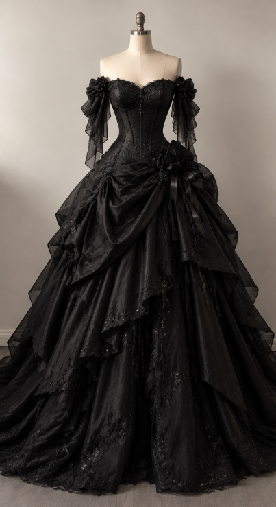 Robe de bal noire chic en satin, coupe trapèze, longue robe de soirée ED12161