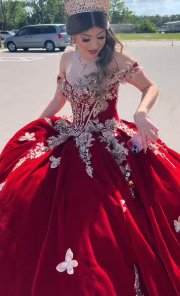Magnifique robe de bal en velours pour quinceañera, robe longue bordeaux pour 16 ans ED12221