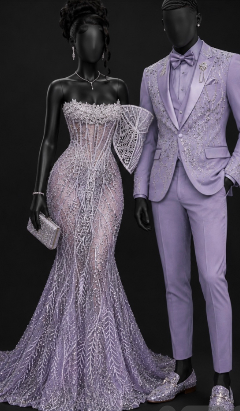 Gorgeous Mermaid Tulle Beaded Long Evening Dress Lavender Prom Dress ED12232