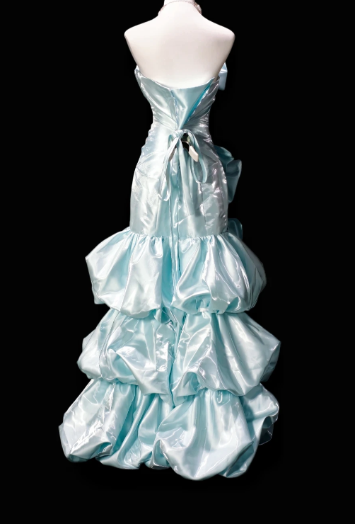 Gorgeous Sheath Satin Long Evening Dress Blue Prom Dress ED12235