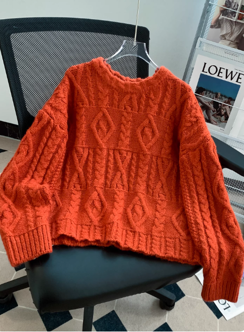 Korean Retro Twisted Round Neck Pullover Sweater for Women EP01434