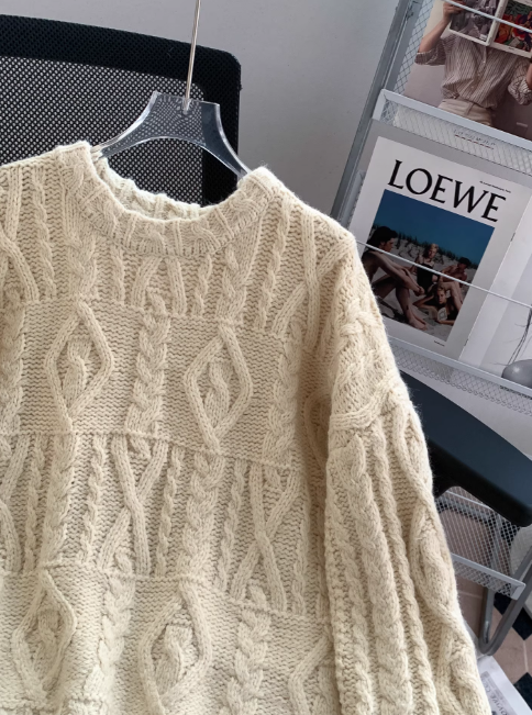 Korean Retro Twisted Round Neck Pullover Sweater for Women EP01434