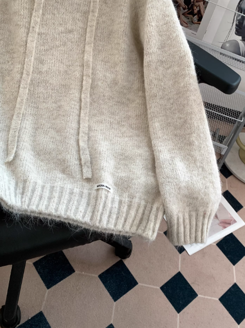 Korean Loose Hooded Pullover Grey Sweater 2025 New Style Knitwear EP01435