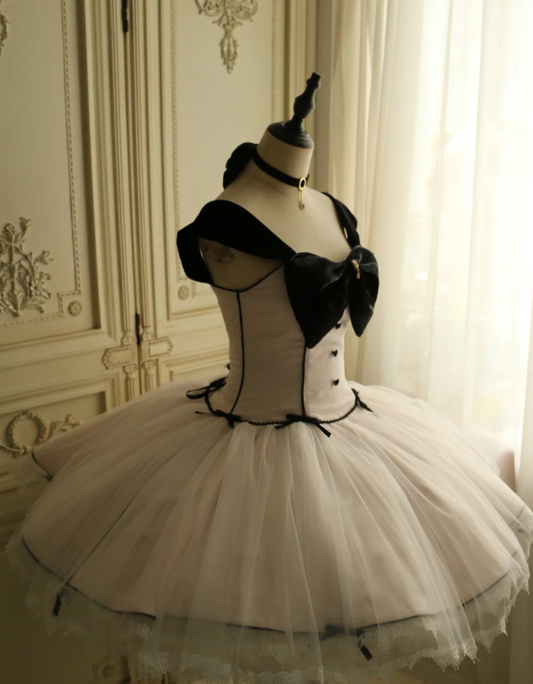 Cute Strap Ball Gown Chiffon Birthday Dresses Sleeveless Short White Lolita Dresses EP04089