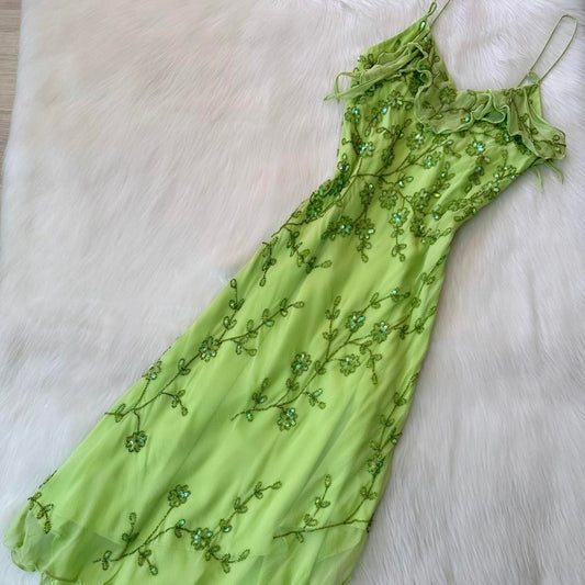 Robes d'anniversaire élégantes bleu dégradé, col en V, paillettes, mousseline, fourreau, robes de bal, robes de soirée ED04456