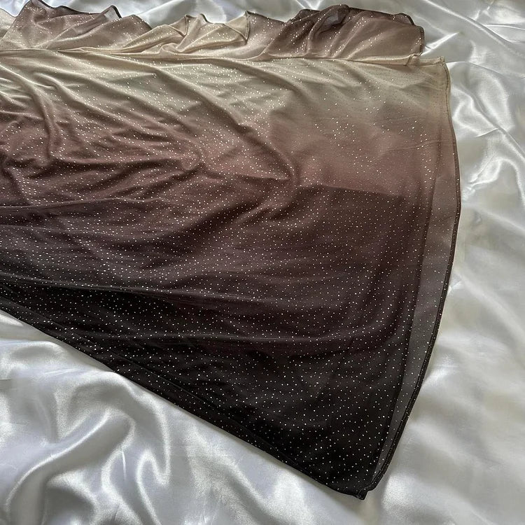 Vintage Halter Sheath Long Prom Dresses Glitter Chiffon Brown Evening Dresses Sleeveless Wedding Guest Dresses EP05391