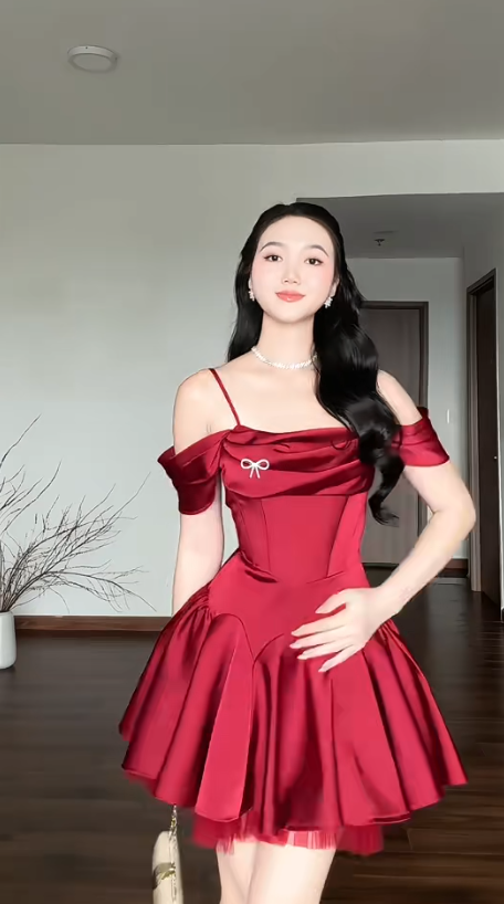 Cute Burgundy Short Prom Dresses A-Line Evening Dresses Satin Spaghetti Straps Formal Dresses EP06110