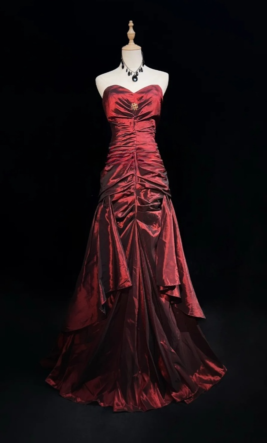 Elegant Burgundy Birthday Dresses, Sweetheart Sheath Long Prom Dresses –  EvaFashionDress