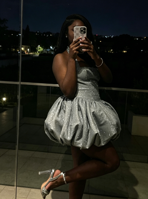 Simple Silver Birthday Dress Halter A-Line Cocktail Dresss Sleeveless Satin Evening Dress ES07104