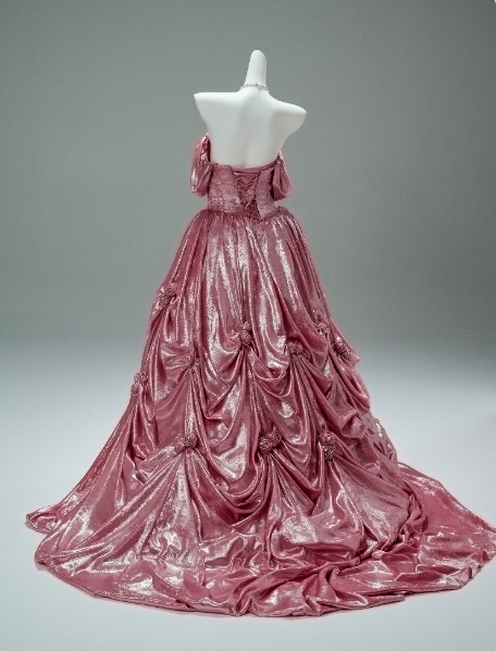 Superbe robe de soirée longue en satin fuchsia, style sirène, sans bretelles, ED02613