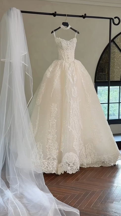 Robe de mariée intemporelle bustier trapèze en dentelle appliquées Robes de mariée blanches Robe de mariée EW04774