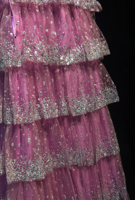 Vintage Pink Prom Dress Spaghetti Straps A-Line Dress Tulle Long Evening Dress EW04809