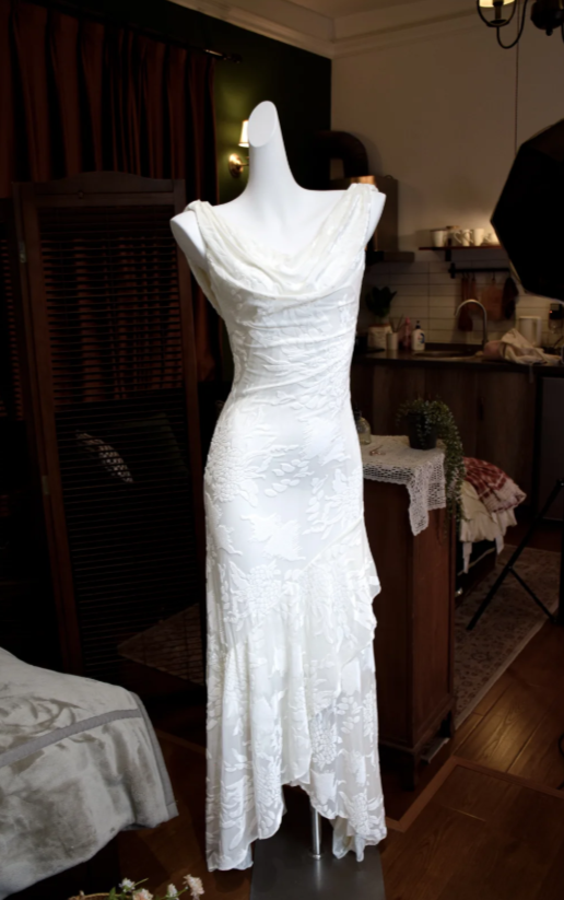 Chic V-neck Sheath Evening Dress Chiffon Birthday White Prom Dress EW04817