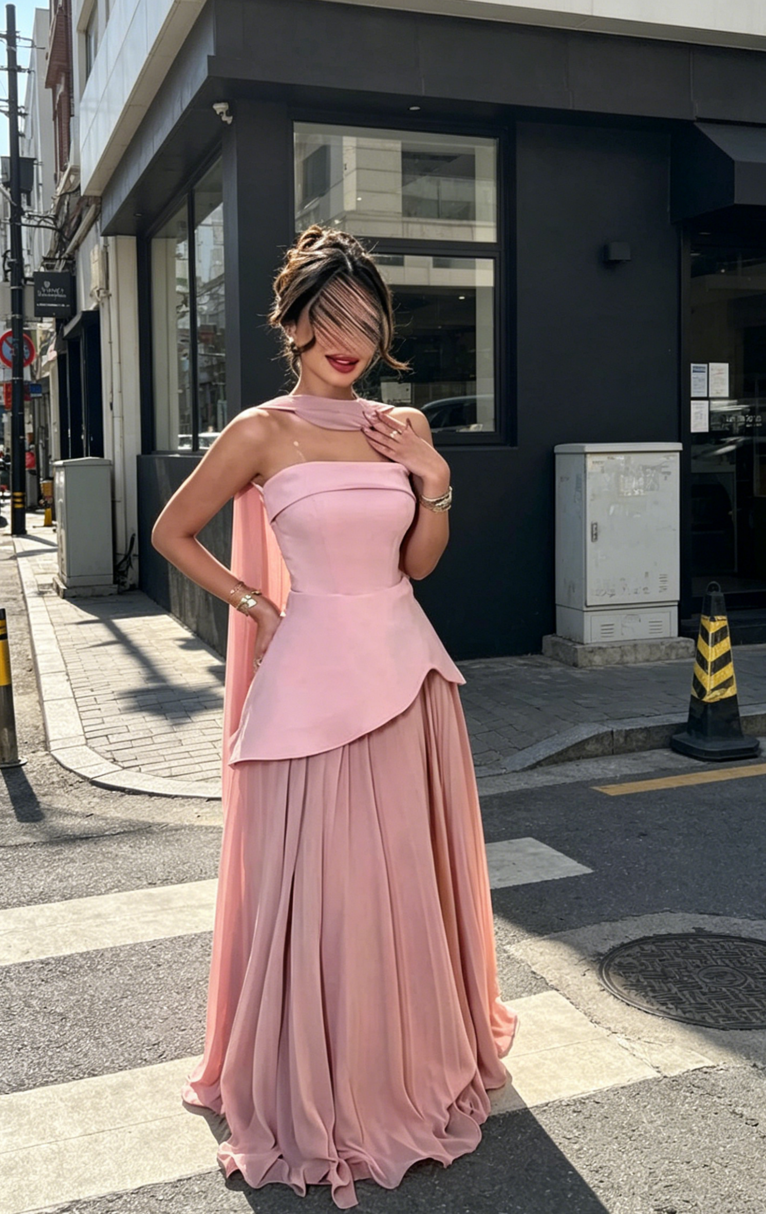Elegant Pink Wedding Guest Dress Strapless Sheath Long Evening Dress C –  EvaFashionDress