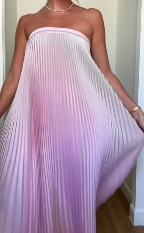 Chic Strapless Sheath Satin Long Evening Dress Pink Wedding Guest Dress EW07854